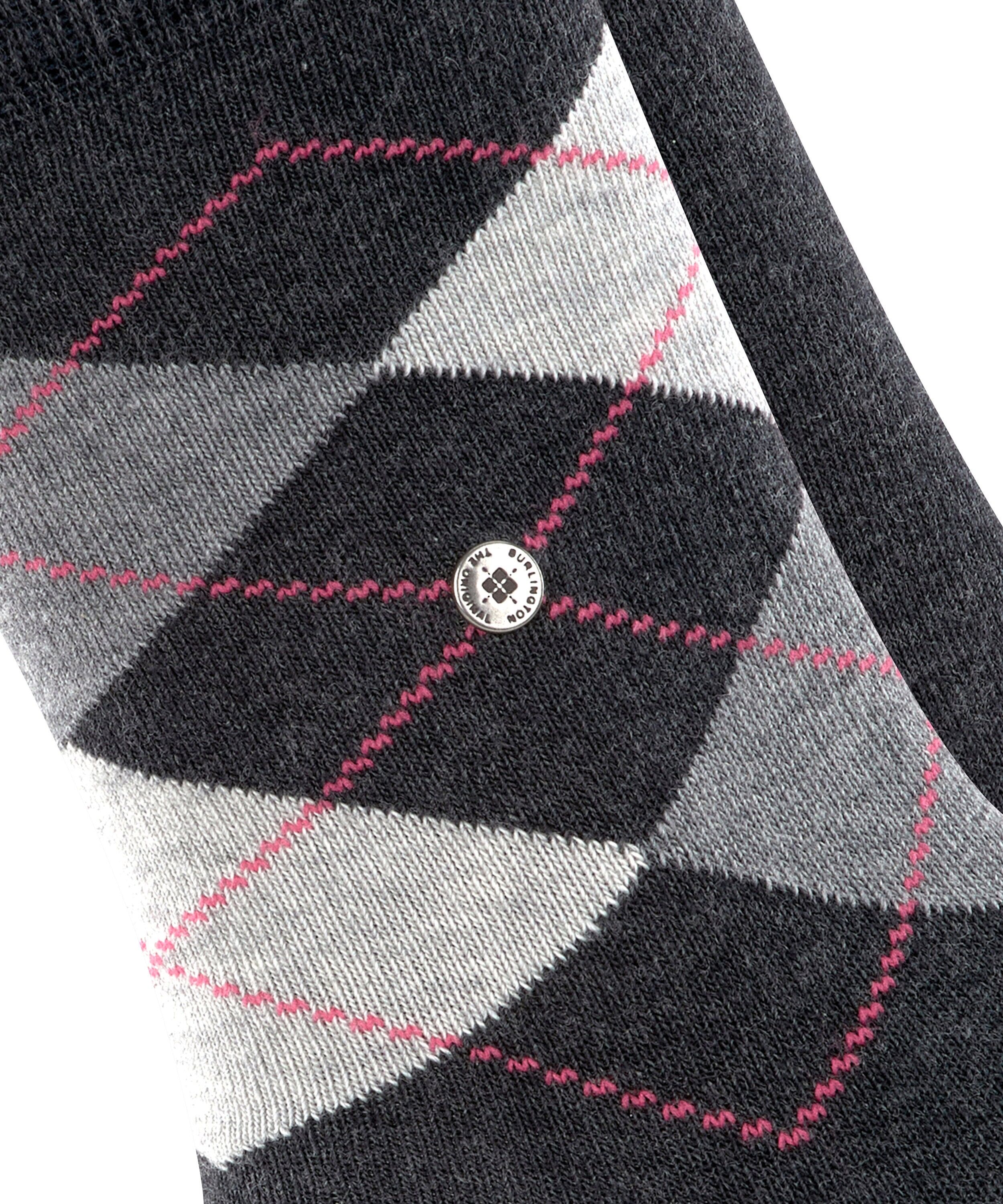 Socken BURLINGTON "Everyday Mix", Damen, Gr. 36-41, grau (anthrazit melange), Baumwollmischung, Argyle-Muster, normal, Socken Socken, Einheitsgröße 36-41, unifarben und Argyle-Muster