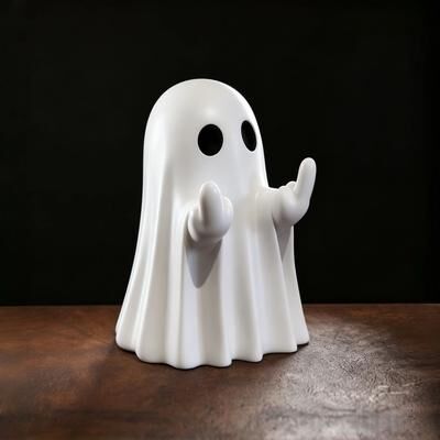 Uplift Treasures Funny Middle Finger Ghost Halloween Resin Figurine white