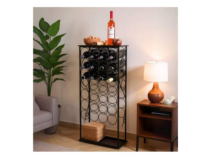DanDiBo Flaschenregal Weinregal Metall Schwarz Flaschenregal stehend 100 cm Flaschenständer, Rico für 28 Flaschen