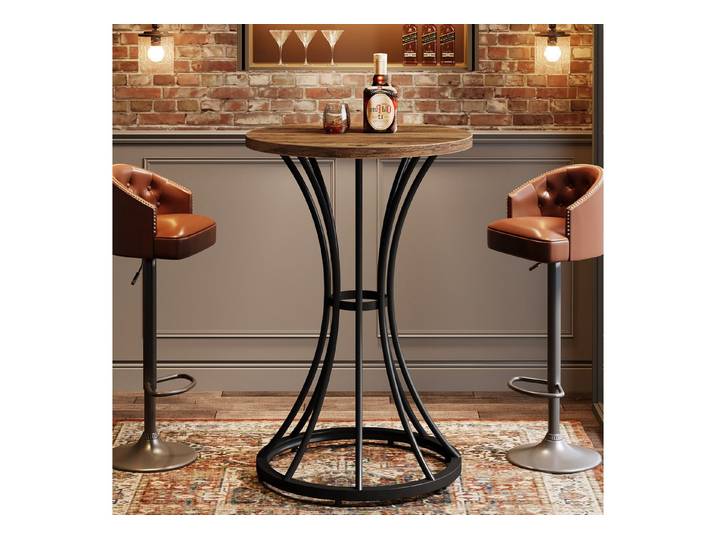 Tribesigns Bartisch Runder Stehtisch, 60cm Cocktail-Pub-Tisch mit geschwungenem Metallfuß, mit Metallsockel Tischplatte für Küche, Hausbar, Kaffee, Cocktail