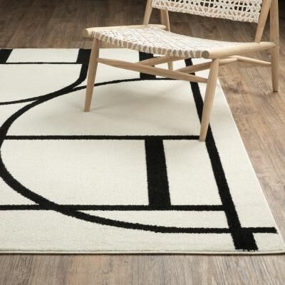 ROW Quinn Mid-Century Modern Ivory/ Black Area Rug