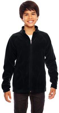 Team 365 TT90Y Youth Campus Microfleece Jacket in Black size XL   Polyester