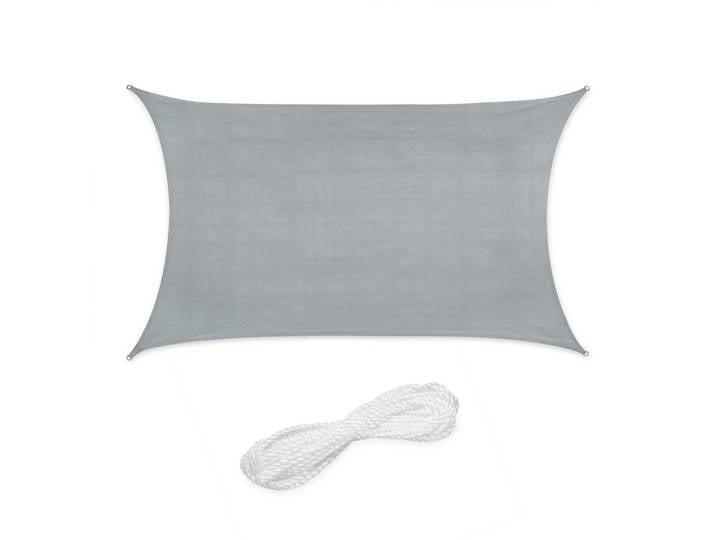 Relaxdays Sonnensegel Hellgrau rechteckig Hdpe UV Schutz 2x3 m, Grau, Kunststoff, Metall, Rechteckig, 300x200 cm, Sonnen- & Sichtschutz, Sonnensegel
