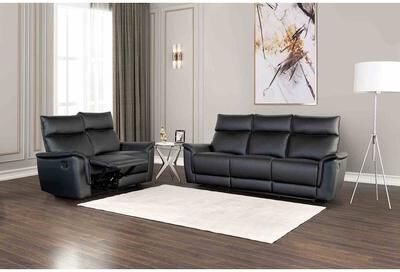 Esofastore Black Comfortable Living Room Recliner Sofa Set Welt Trim