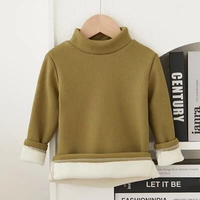 Uplifted Goods Children Long Sleeve Half High Collar T Shirt For Boys And Girls green 7t