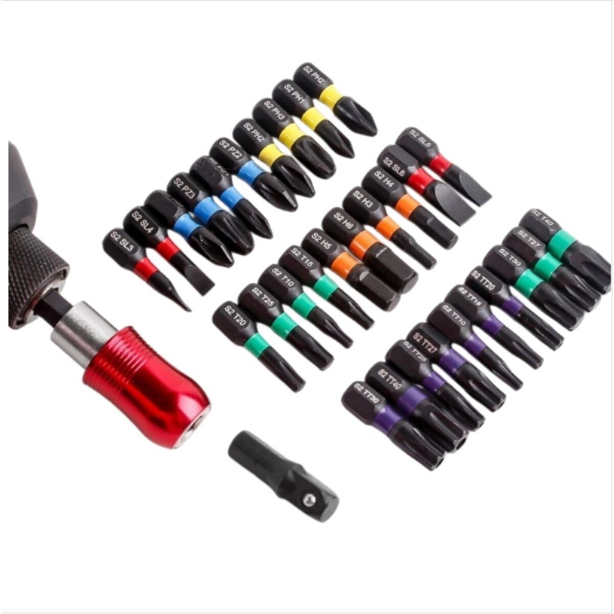 INF Ensemble d'embouts S2 32 pièces - Acier chrome-vanadium noir, pour perceuse électrique, perceuse sans fil et tournevis