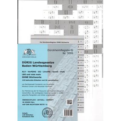 DürckheimRegister® für DÜRIG: BADEN-WÜRTTEMBERG, C.H. Beck Verlag OHNE Stichworte, Gebundene Ausgabe von Constantin Dürckheim, Dürckheim Verlag,