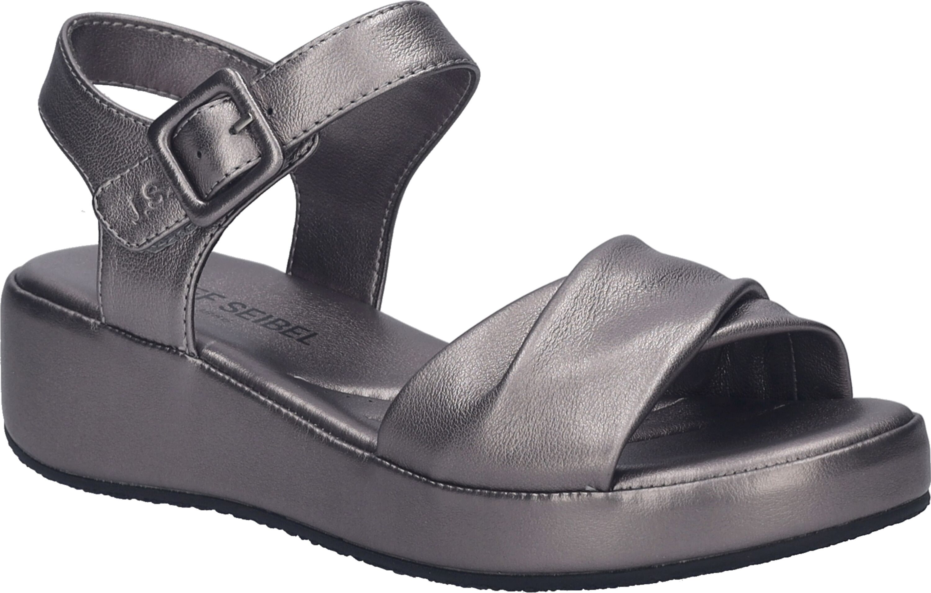 Sandale JOSEF SEIBEL "Eve 02, basalt", Damen, Gr. 39, grau (basalt), Obermaterial: 100% Rindsleder Leather cow., Schuhe Sandale