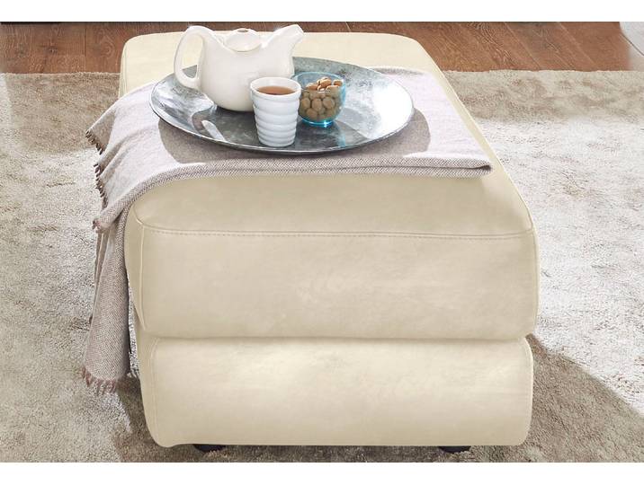 Hocker CALIA ITALIA Gaia, in edlem Design und mit erstklassigem Sitzkomfort , beige (nata), B:67cm H:44cm T:90cm, Luxus-Microfaser Ginevra (100% Polyester), Hocker, Hocker, aus pflegeleichtem Luxus-Microfaser Ginevra Hydro Care