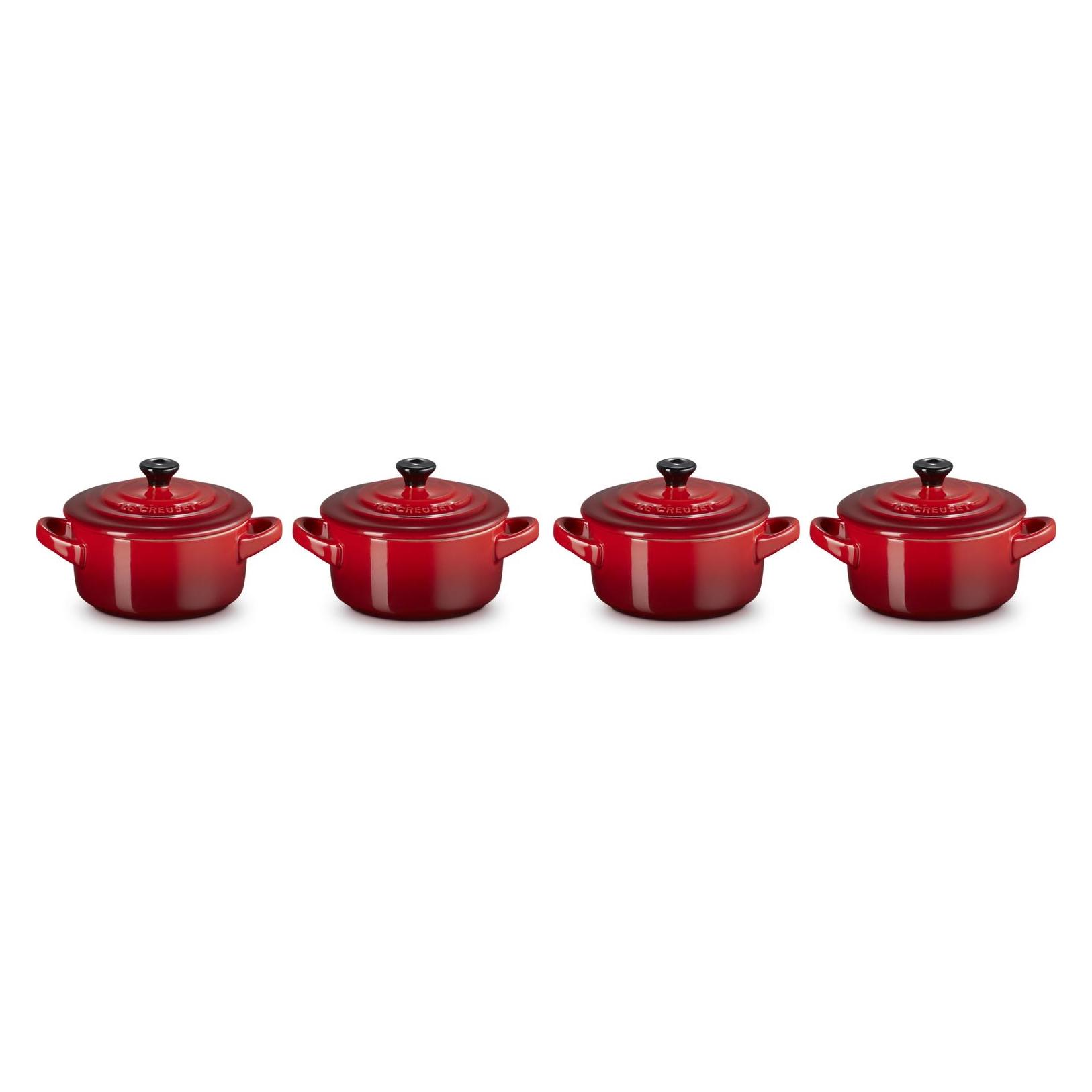 Le Creuset Mini-Cocotte 4er Set "Kirschrot" (91006900060010)