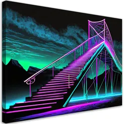 WANDBILD neon treppe futuristisch abstrakt