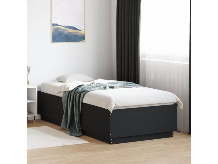 CHIC Lit adulte 1 place - 90x200 cm Structure/Cadre de lit noir 90x200 cm #Sara42944