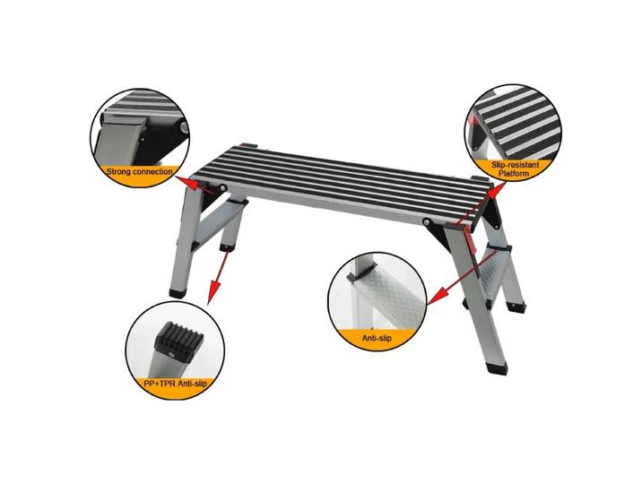 Chaise pliante en aluminium ML-205, plate-forme de travail, conception industrielle, échelles télescopiques, usage domestique en plein air, certifié EN131 personnalisé