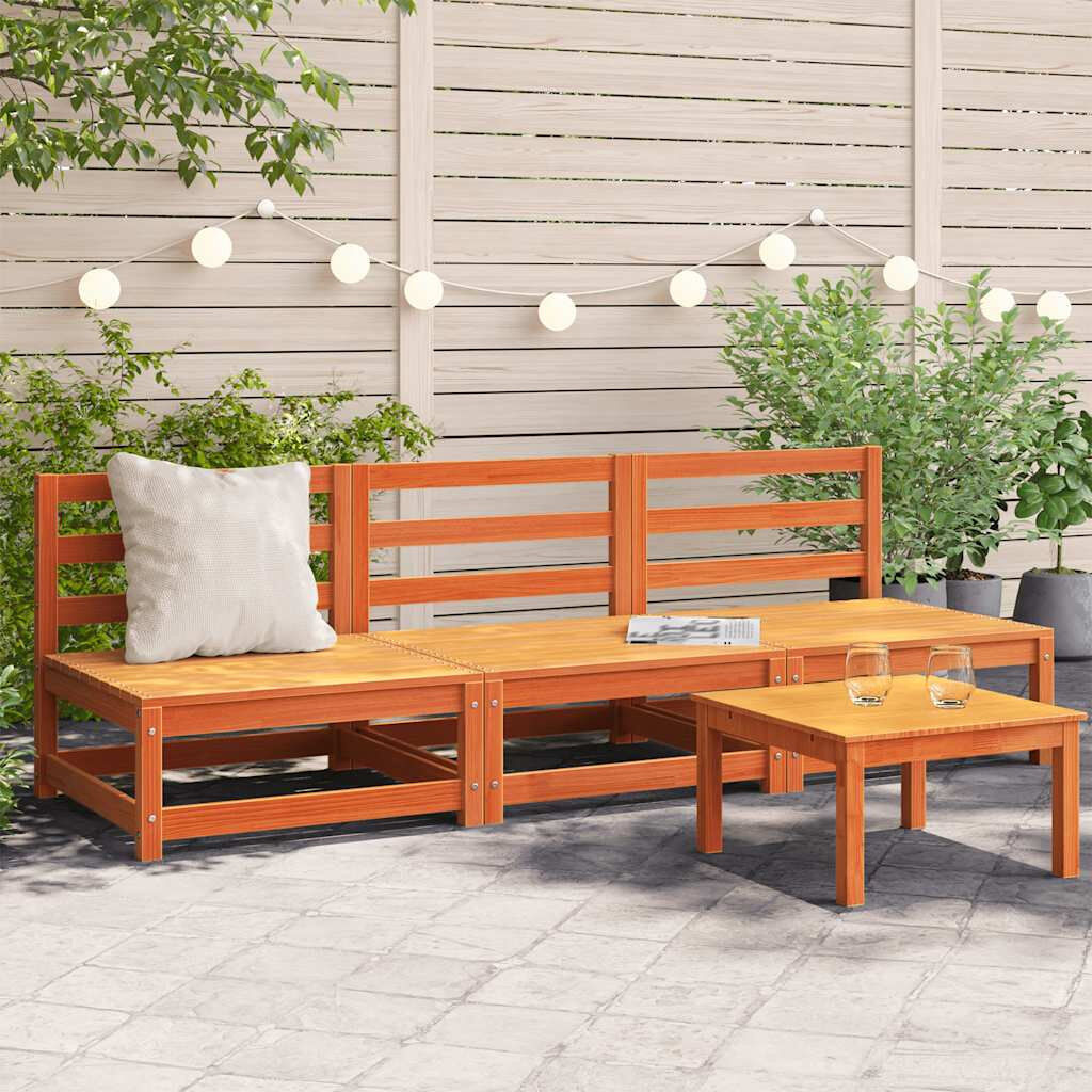 Brayden Studio vidaXL Garden Lounge Set Outdoor Lounge Set Corner Sofa Couch Solid Pinewood Brown Wax 67cm H X 70cm W X 70cm D