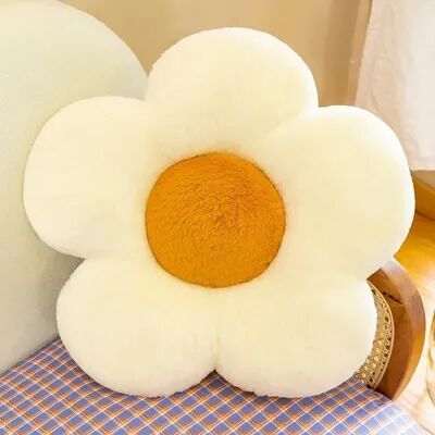 Uplifted Trends Cute Sunflower Flower Plush Pillow Soft Stuffed Cushion For Bedroom Decor white