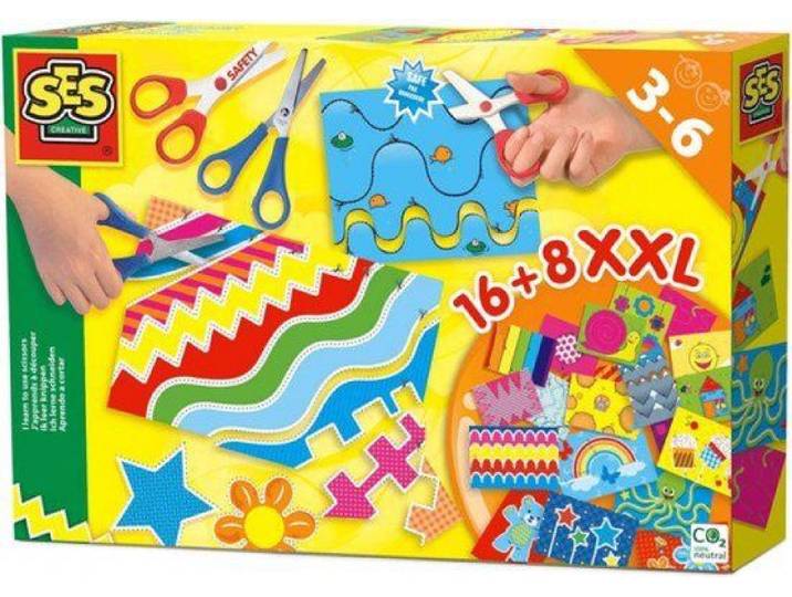SES Creative - Ik Leer Knippen XXL - Veilige schaar & metalen schaar - 24 knipvellen