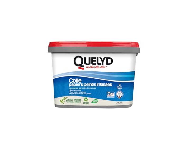 Quelyd Colle Papiers Peints Intissés en Pâte - Seau de 5 kg Toutes Pièces - Application Directement Au Mur - Prête à l'Emploi - Sans Solvant