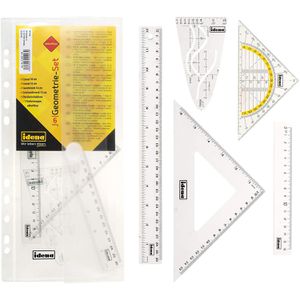 Idena Geometrie-Set abheftbar 22923, 6-teilig, Lineal, Zeichen- & Geodreieck, Winkel, Parabel