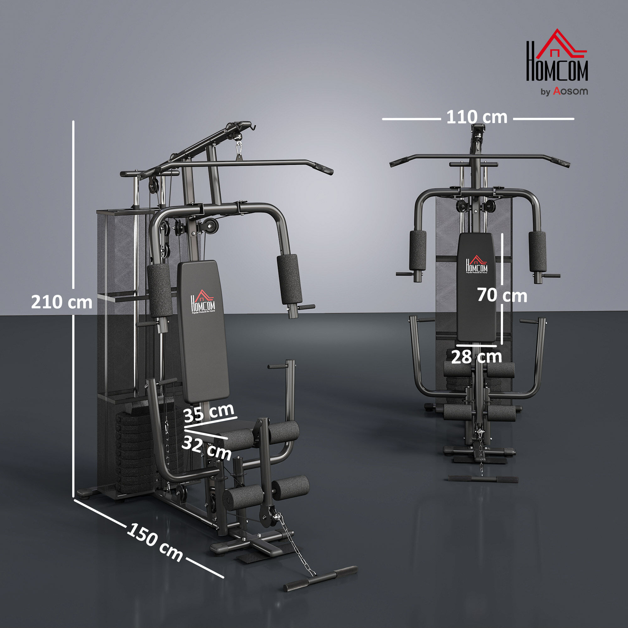 Altro Stazione Fitness Palestra Multifunzione Per Allenamento A Casa E Professionale, Acciaio 150x110x210cm Nero
