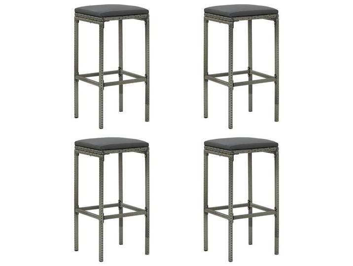 vidaXL Barhocker Barhocker mit Kissen 4 Stk. Grau Poly Rattan (4 St)
