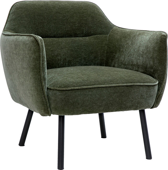 Miliboo Design-Sessel in Khaki-grünem Samteffekt-Stoff und schwarzem Metall LAURENS