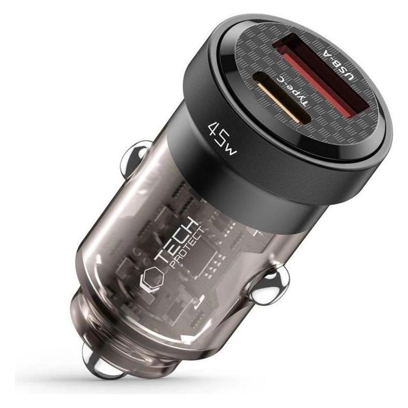 Tech-Protect Ladegerät.pl CC45W USB-Autoladegerät USB-C Typ C 2-Port-Autoladegerät PowerDelivery PD 45W QuickCha (9490713931707)