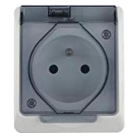 Elektro-Plast Hermes GNT-2P+Z Aufputz-Steckdose - 16 A, IP44 - Einzelsteckdose mit Rauchklappe - Weiss - 65 x 75 (ELEKTRO-PLAST NASIELSK)