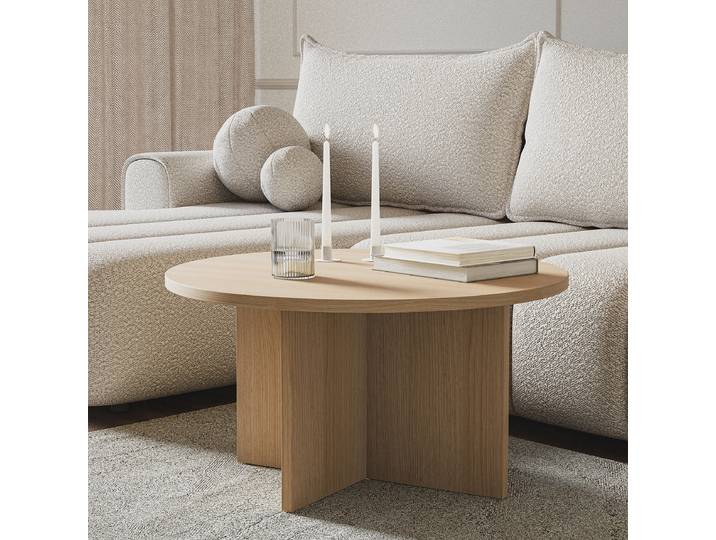 Couchtisch Ovo Ø 76cm Beige/Eiche Dekor