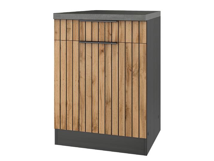 Meuble bas Liverpool - 1 porte 60 x 86 x 60cm Marron