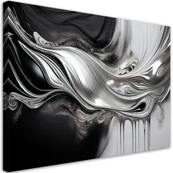 LEINWANDBILD Schwarze und silberne 3D-Abstraktion 120x80cm