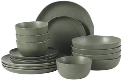Gibson Elite Menlo Park 16-Piece Pottery Clay Stoneware Dinnerware Set - Reactive Glaze, Embossed, Service for 4