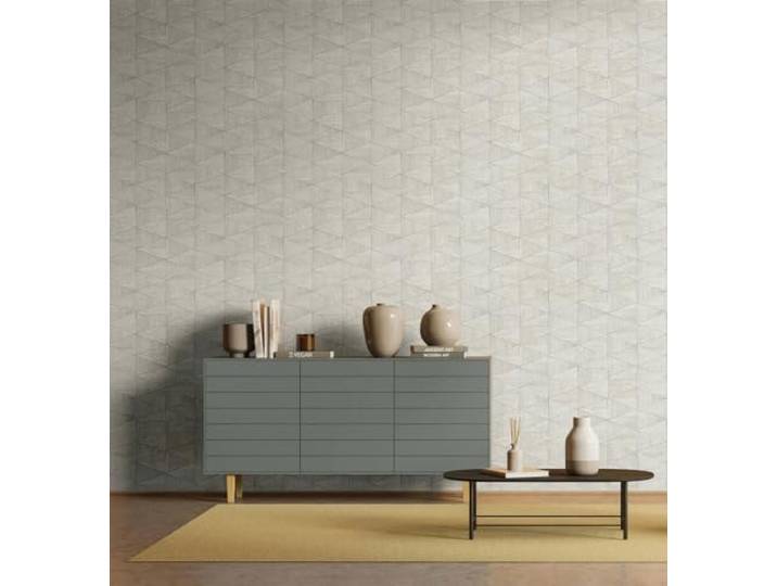 Vliestapete Kacheln Dreieck Grafik Holzoptik Fliesen Grau Beige 33357