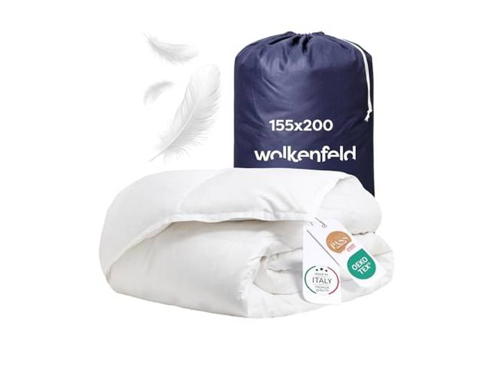 Wolkenfeld Winter Bettdecke 155x220 Extra Warm 500 g/m² – Decke Duvet mit 30% Entendaunen und 70% Federn – Steppdecke aus 100% Baumwolle – Bettdecke Waschbar, RDS und Oeko-TEX