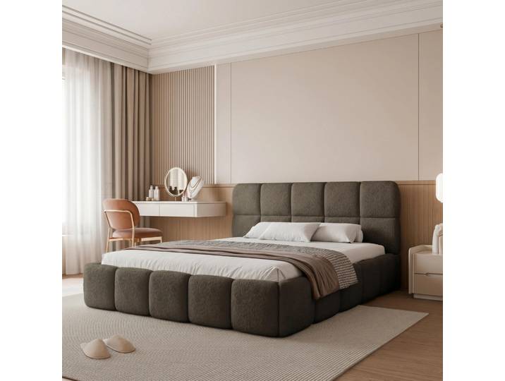 Polsterbett CERETTO 180x200 Kaffeebraun mit Bettkasten & Lattenrost