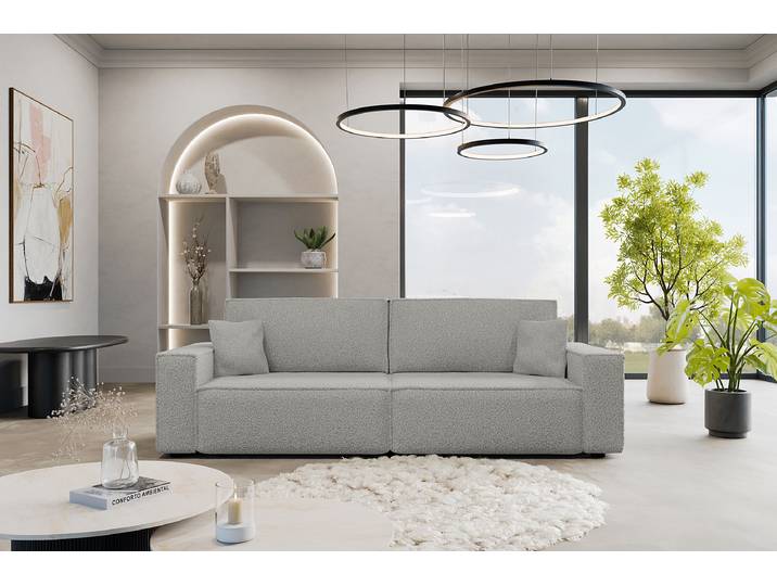 Schlafsofa GONDHI Grau Teddystoff Quila 245 x 83 x 90cm Modern