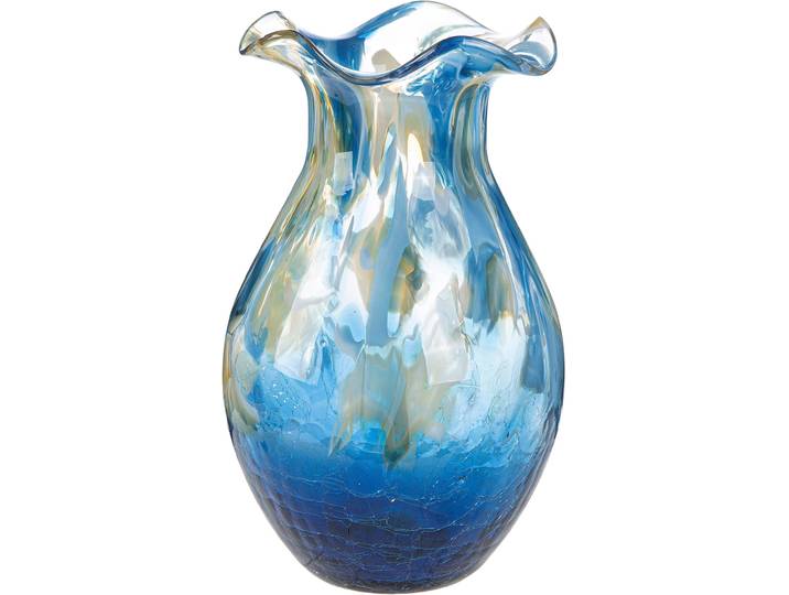 Tischvase GILDE Vase Kandaru blau , blau, B:16cm H:28cm T:16cm Ø:16cm, Glas, Vasen, Tischvase, Vase, Glas, maritim, Dekoration, Tischdekoration, Geschenkidee
