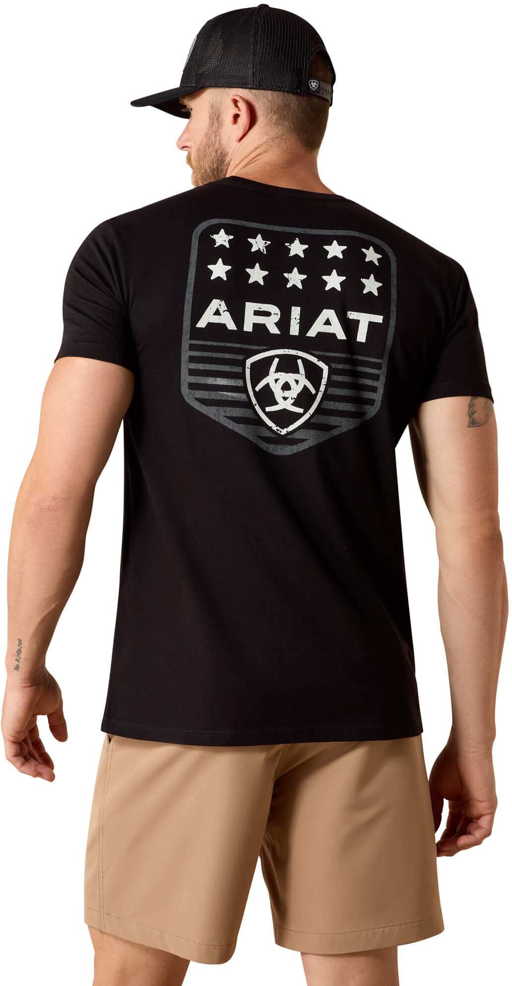 Men's Stripe Patriotic Badge T-Shirt in Black, Size: Large by Ariat