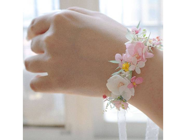 Guirlande de fleurs immortelles élégante pour mariage, bracelet de fleurs pour mariage, accessoires de photographie de mariage