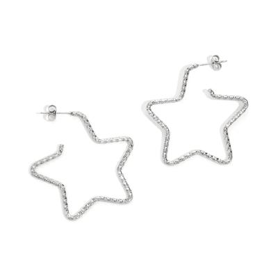 Paar Creolen ADELIA´S "Ohrringe Creolen mit Sternmotiv aus Edelstahl, 1 Paar", Damen, Gr. Damen, Edelstahl, silber (silberfarben), Ohrringe, Modeschmuck im modischen Stil mit Sternmotiv