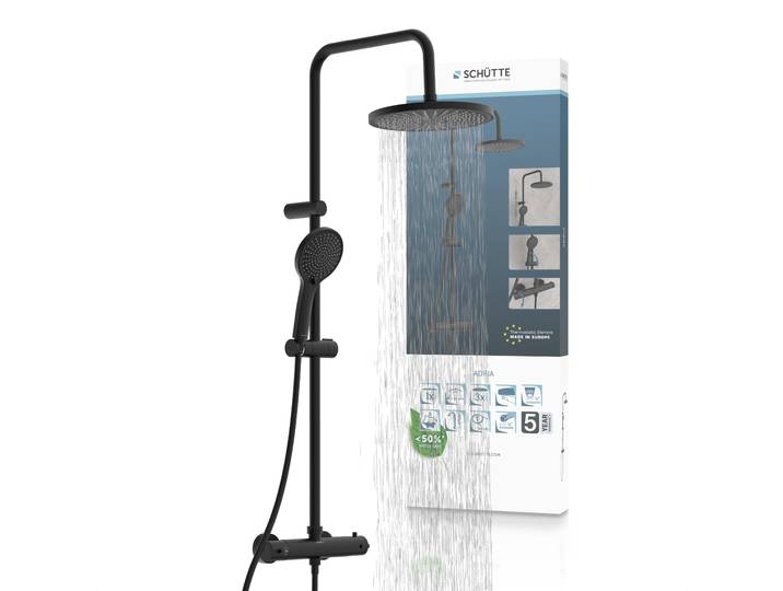 ADRIA Überkopf-Brauseset mit Thermostatarmatur, Schwarz matt