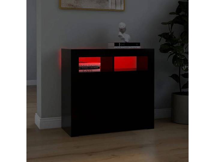 Commode/Buffet contemporain avec lumières LED noir 80x35x75 cm LL0000095504