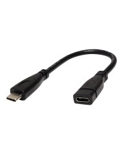 ROLINE USB-Verlängerungskabel USB-C M bis W USB 3.1 15 cm Schwarz (11.02.9015)