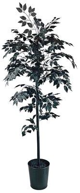 LCG Florals 6-foot Artificial Black Ficus Tree in Black Metal Pot