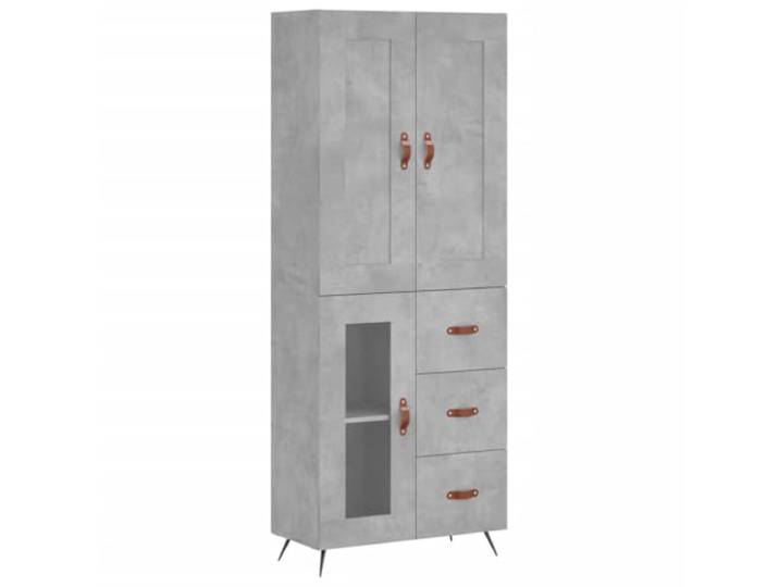 GFMGUEMV Highboard Betongrau 69,5x34x180 cm Holzwerkstoff Stauraum hinter Türen, Metallfüße für Stabilität, viel Platz für Alltagsgegenstände