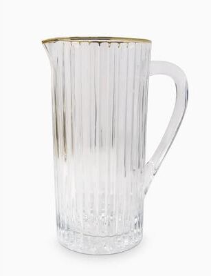 Vivience Pitcher with Linear Design and Gold Rim