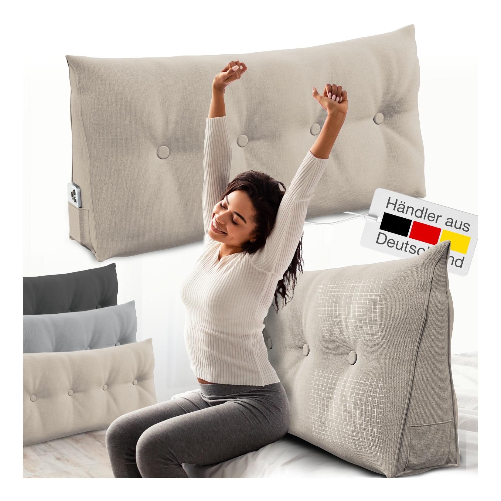 ELONEO Rückenkissen Bett- und Rückenstützkissen >Sand< 120cm