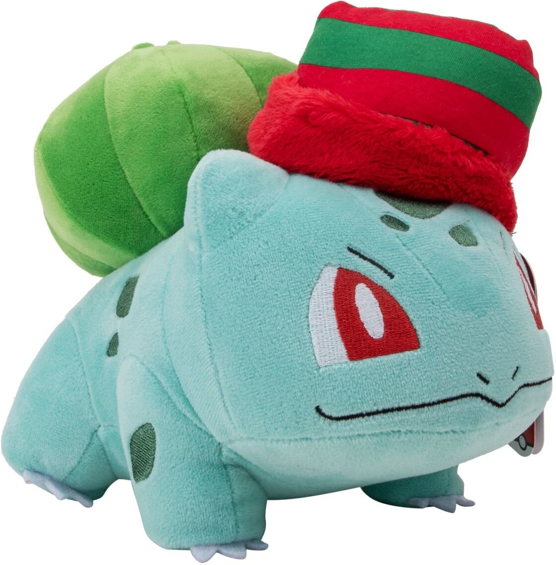Pokémon Bulbasaur Holiday Plush with Striped Hat - 20 cm, Officially Licensed Jazwares Toy