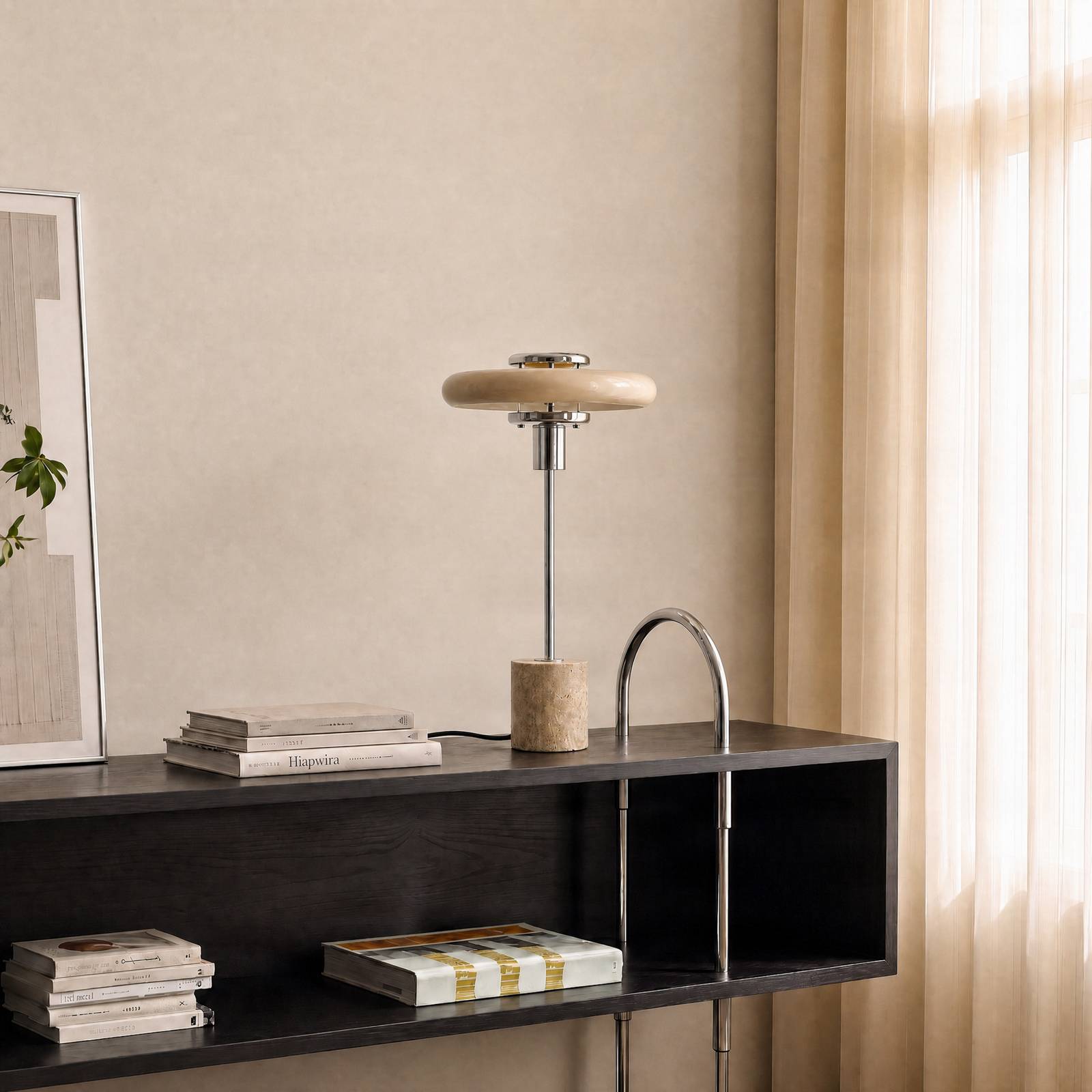 Table Lamp Branford Lindby, Cream / amber, Living / Dining Room, metal, Vintage, Table Lamp