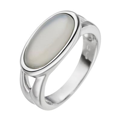 Goldring JOBO Gr. 56, weiß (weißgold 585), Fingerringe, Damen, 56, Weißgold 585, Goldring, 585 Weißgold mit Mondstein