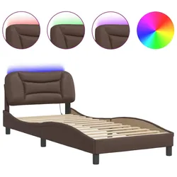 vidaXL Bettgestell mit LED ohne Matratze "Hvar" Braun 80x200 cm